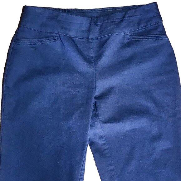CROFT & BARROW Solid Blue Effortless Stretch Pull On Crop Pants Womens Size 10 - Picture 2 of 7